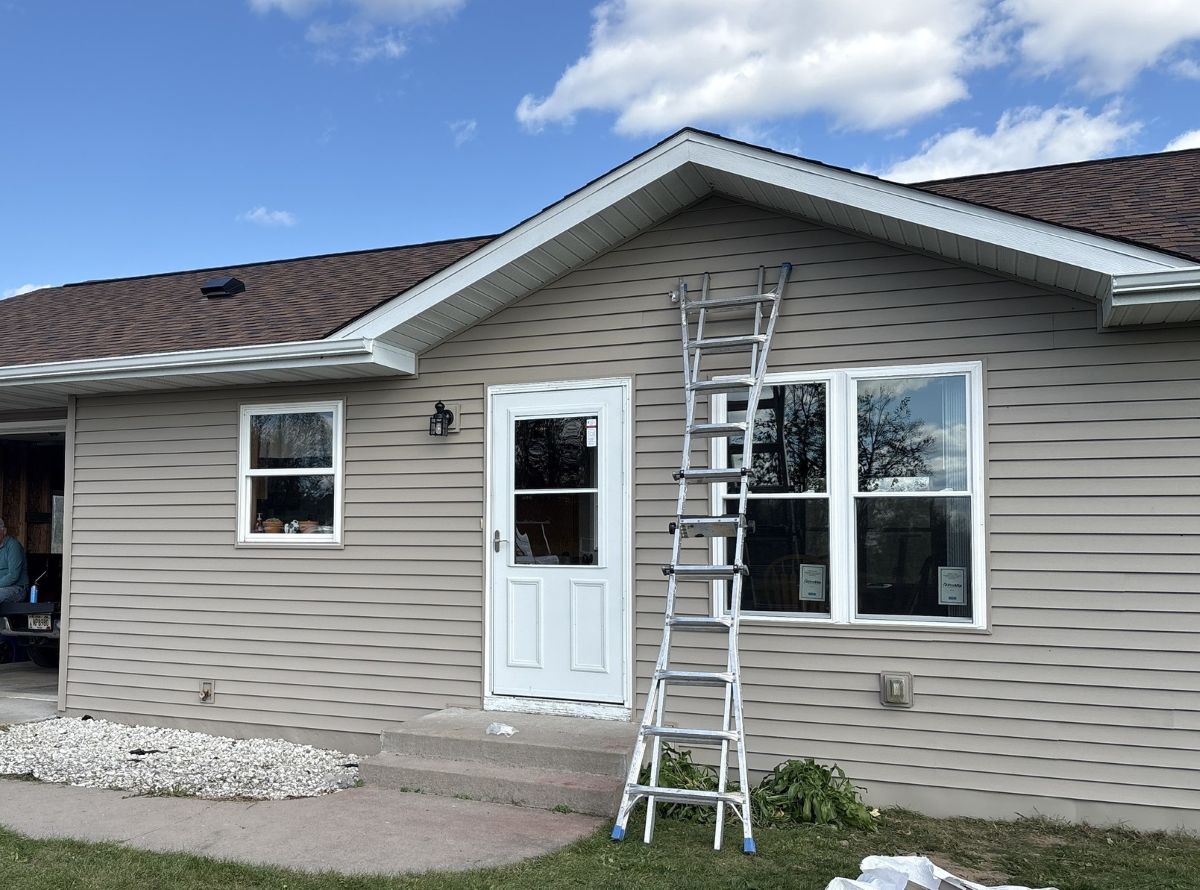 a ladder leaning against a house