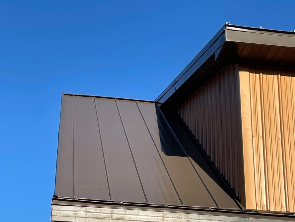 metal roof on a wooden house