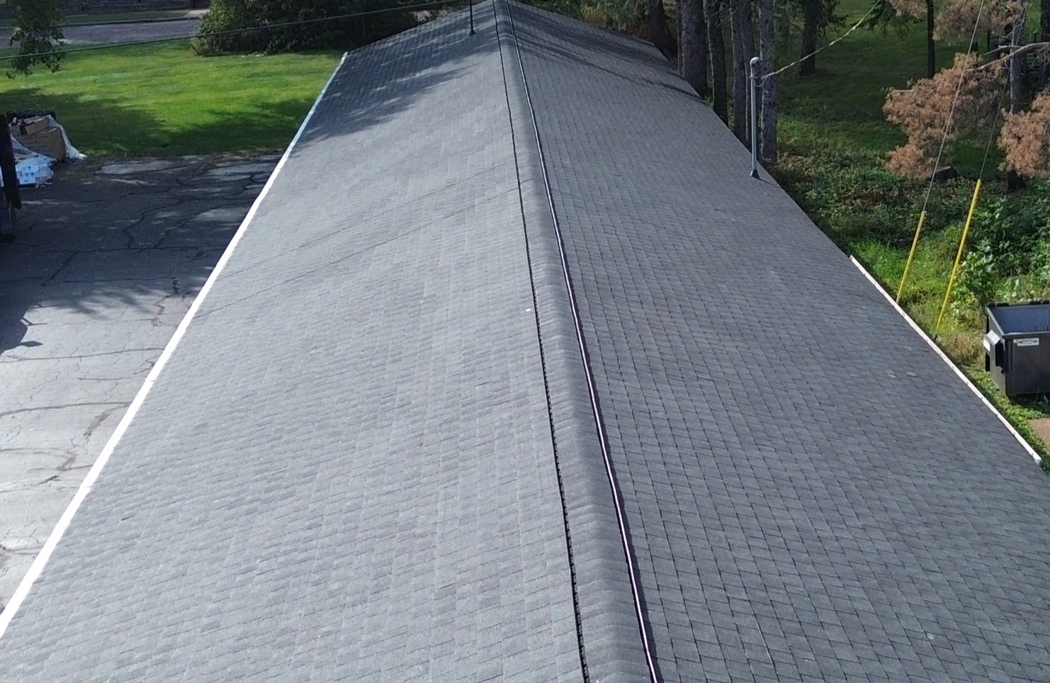 close-up of a grey shingle roof
