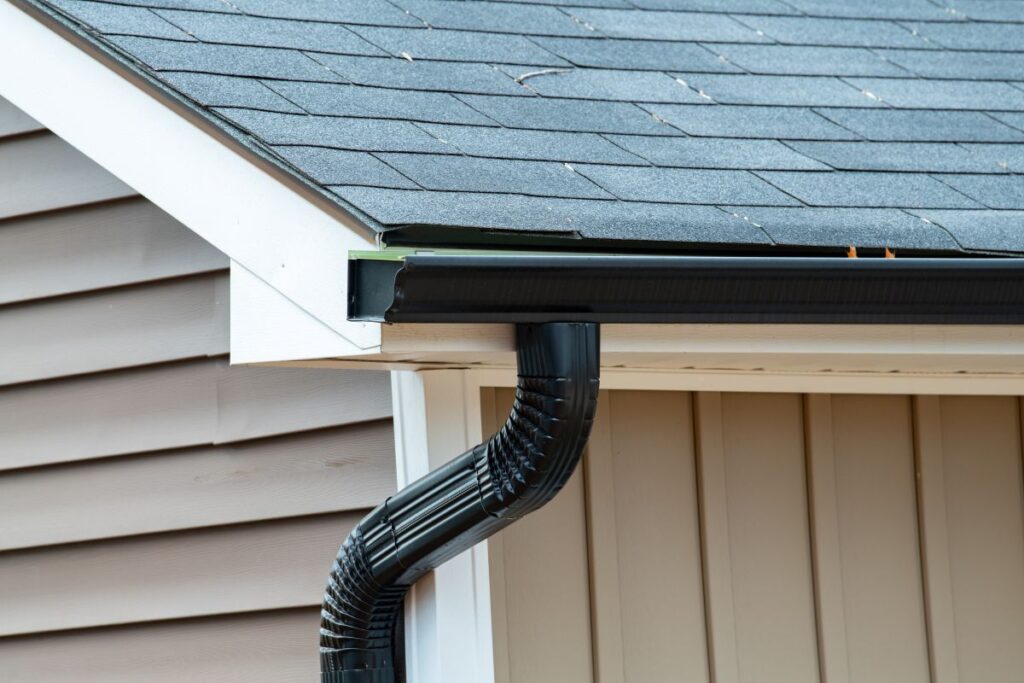 rain gutter of roof with downpipe