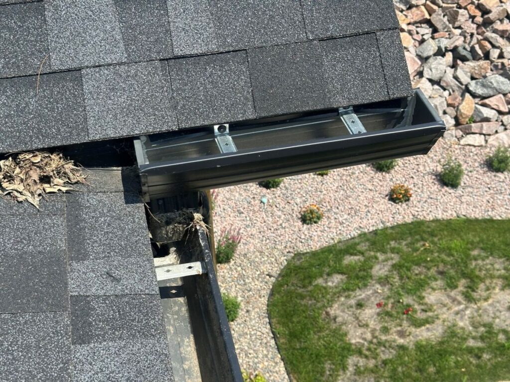 Close-up of a small part of a gutter