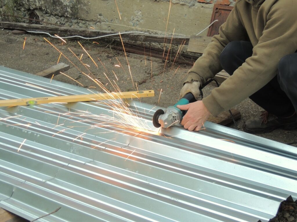 cutting corrugated metal roofing material