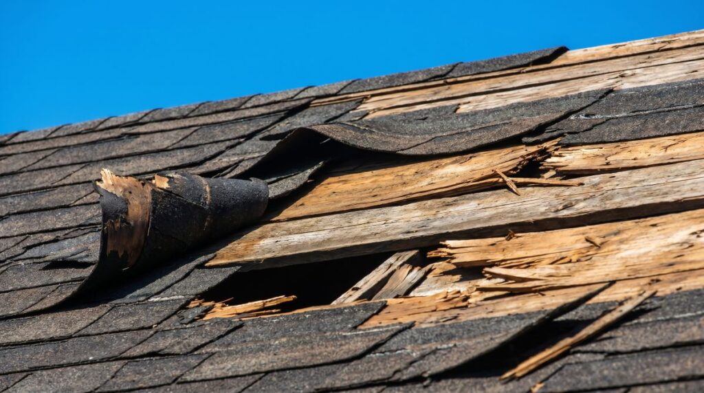 emergency roof repair hole and shingles missing